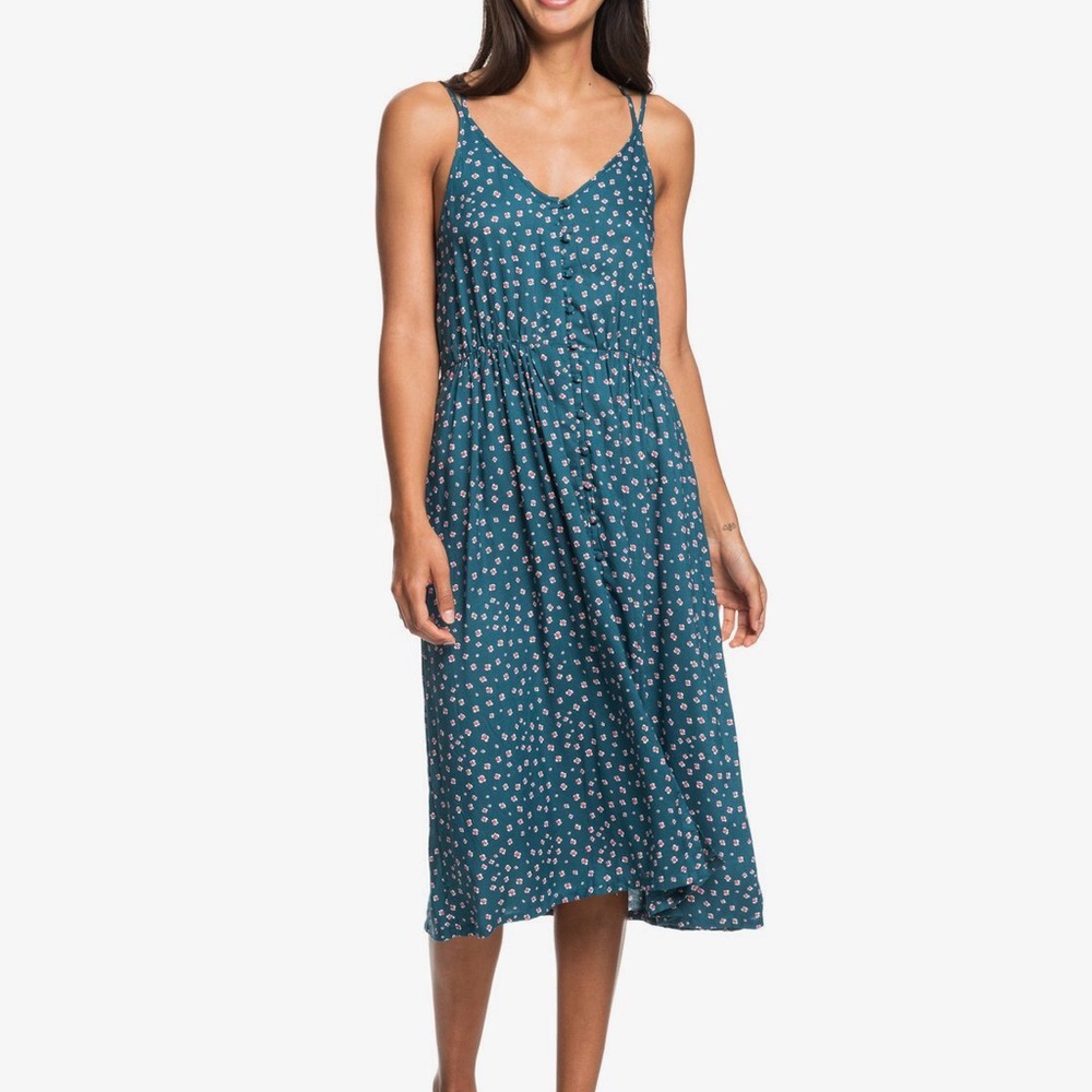 Roxy My Way To Coast Strappy Flower Midi Dress